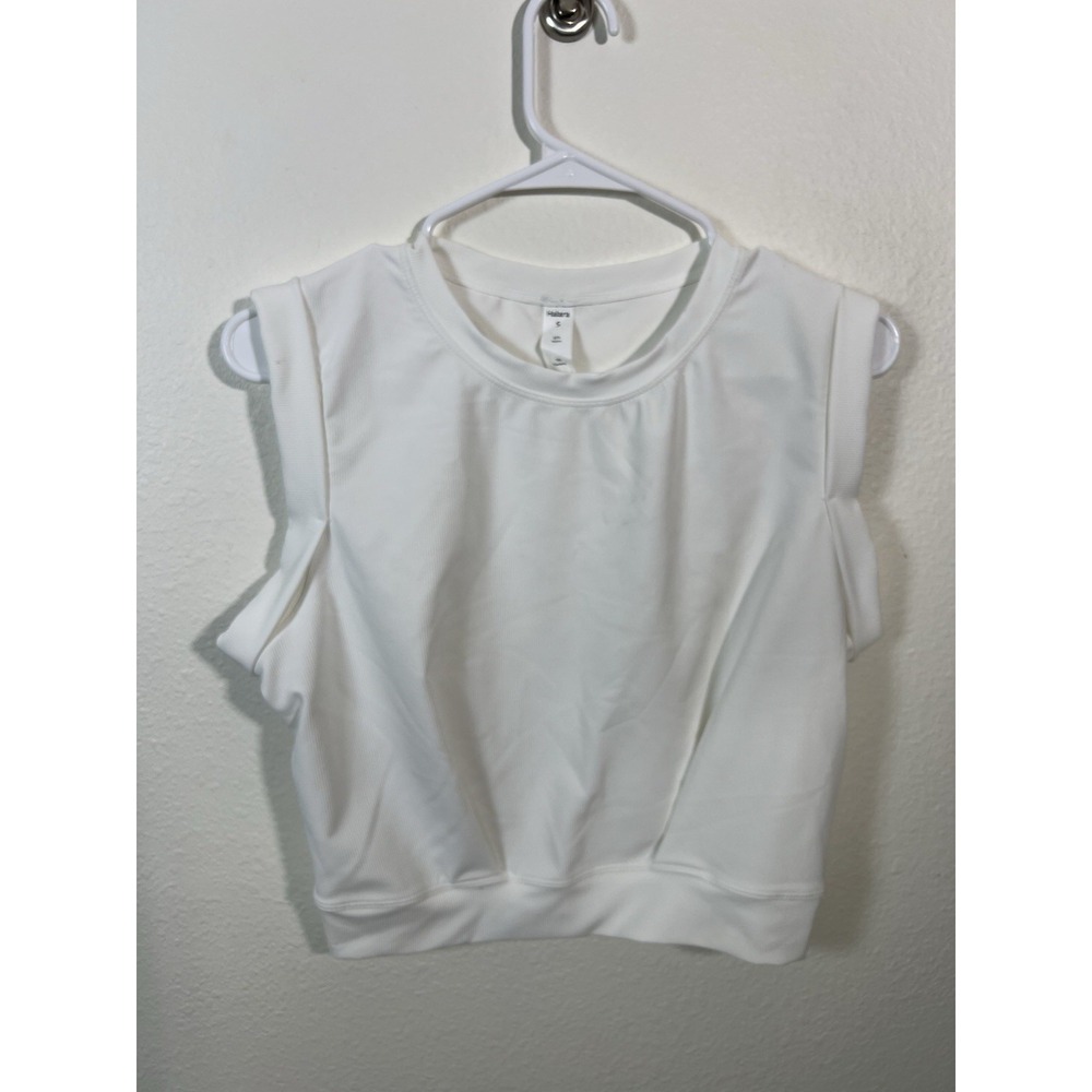 Halara Patitoff™ Flow Pet Hair Resistant Crew Neck S Cropped Yoga Tank Top White